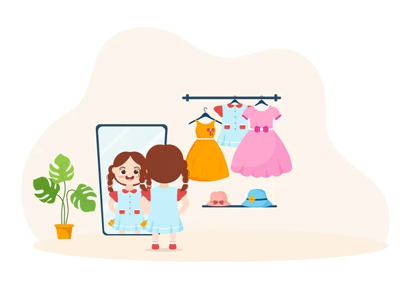 Παιδικό Κατάστημα Πρότυπο Χέρι Σχεδιασμένο Cartoon Flat Style Εικονογράφηση Παιδικό — Διανυσματικό Αρχείο