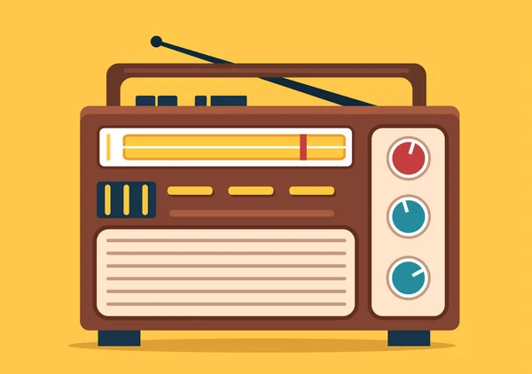 Radio Player Record Talk Show Interviews Celebrity Listening Music Template — Stock Vector