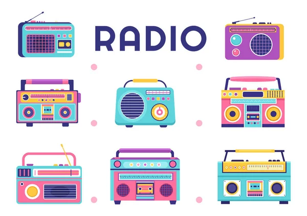 Radio Player Record Talk Show Interjúk Celebrity Listening Music Template — Stock Vector