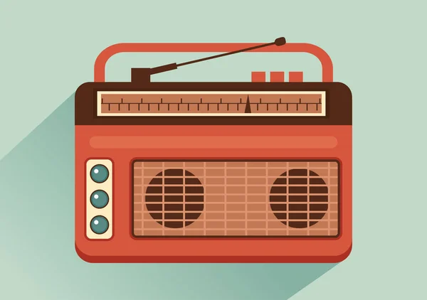 Retro Radio Player Estilo Para Grabar Antiguo Receptor Entrevistas Celebridad — Vector de stock