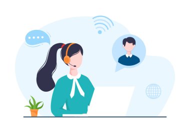 Telephony Şema Teknolojisi ve Ağ Telefon Çağrısı Yazılımı ile İnternet Üzerindeki Ses Protokolü Şablon El Çizimi Çizilmiş Çizgi Filmlerdeki Düz Çizim