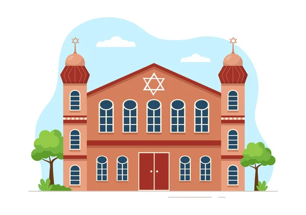 Budynek Synagogi Lub Żydowskiej Świątyni Religijne Hebrajskie Lub Judaizm Żydowskie — Wektor stockowy