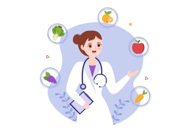 Fresh Fruit ya da Sebze Şablonu El Çizimi Çizimi Çizimi gibi Vitamin ve Minerallerle Beslenme Mağazası