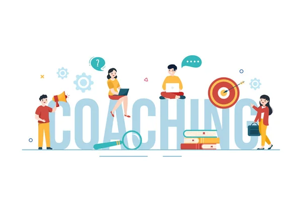 Trener Życiowy Konsultacji Edukacja Motywacja Perspektywa Mentoring Self Coaching Szablonie — Wektor stockowy