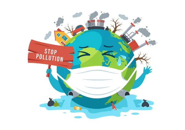 Journée Nationale Prévention Pollution Pour Campagne Sensibilisation Sur Les Problèmes — Image vectorielle