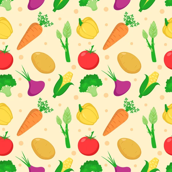 Diseño Patrones Sin Costura Vegetariano Frutas Verduras Con Alimentos Frescos — Vector de stock