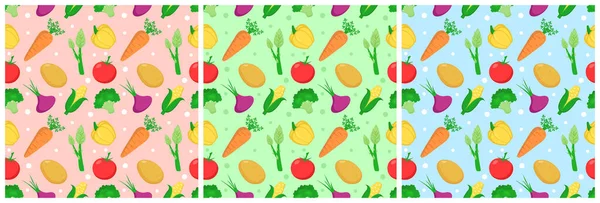 Set Von Vegetarischen Obst Oder Gemüse Nahtloses Muster Design Mit — Stockvektor