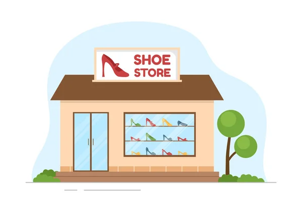 Boutique Chaussures Avec Nouvelle Collection Hommes Femmes Divers Modèles Couleurs — Image vectorielle