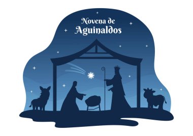 Novena De Aguinaldos Tatil Geleneği Kolombiya 'da Noel' de Ailelerin Bir araya gelmesi için Çizilmiş El Çizim Şablonu