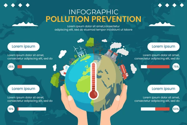 Εθνική Ημέρα Κατά Της Ρύπανσης Infographic Flat Cartoon Hand Drawn — Διανυσματικό Αρχείο