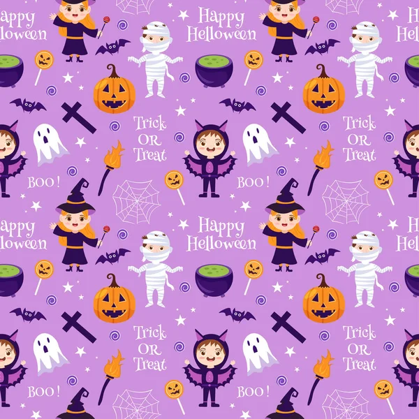 Halloween Varrat Nélküli Minta Tervezés Boszorkány Kísértetjárta Ház Sütőtök Vagy — Stock Vector