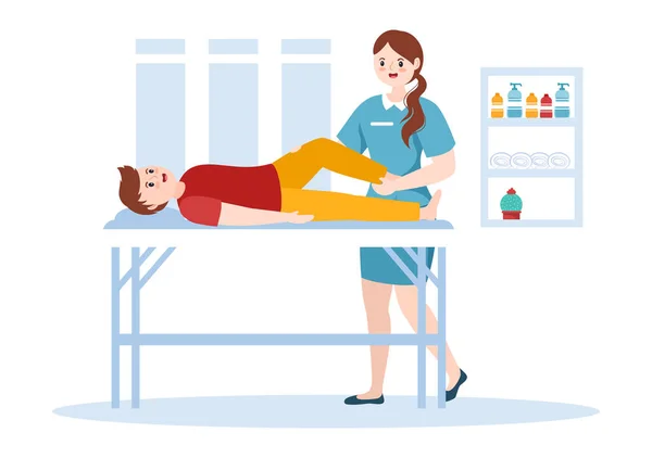 Chiropraktiker Flache Cartoon Hand Gezeichnete Vorlagen Illustration Des Patienten Der — Stockvektor