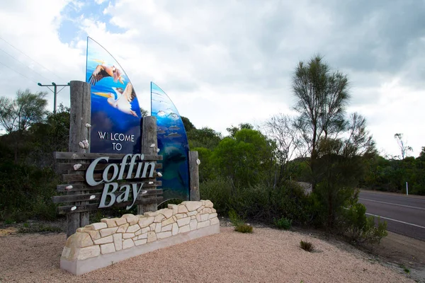 Coffin Bay Sinal Boas Vindas Austrália Sul — Fotografia de Stock