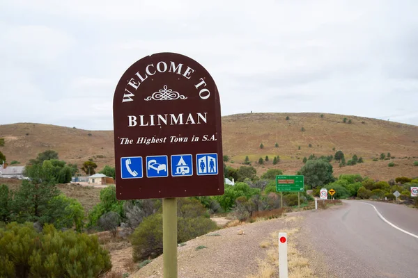 Cidade Blinman Bem Vindo Sign Austrália — Fotografia de Stock