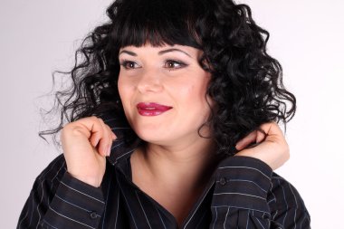 Сurly brunette woman
