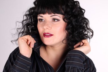 Сurly brunette woman