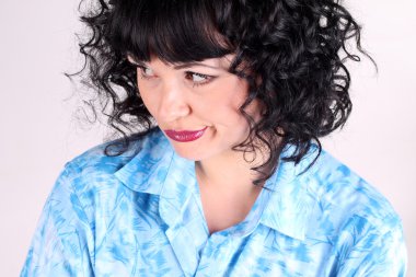 Сurly brunette woman