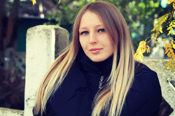 Beautiful long-haired European girl — Stock Photo, Image