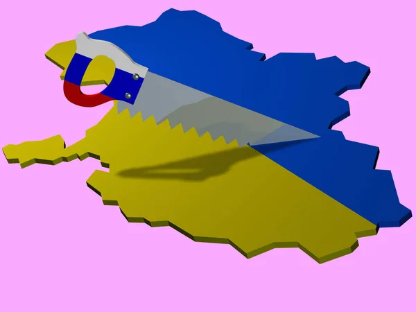 Eine Handsäge Zersägte Die Ukraine Zwei Teile Ein Symbol Für — Stockfoto