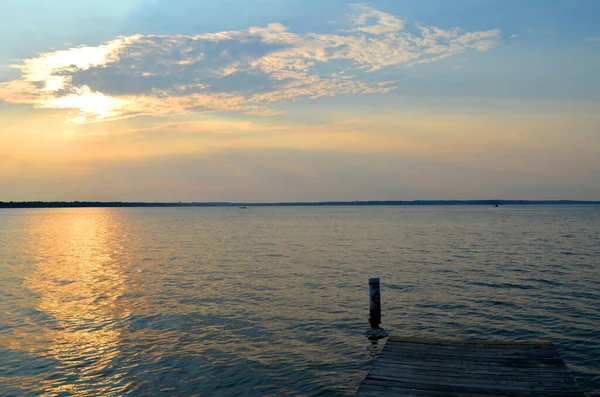 sunset over the Ross Barnett Reservoir in Mississippi