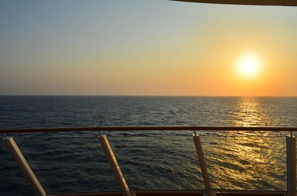 Sunset Atlantic Ocean Deck Cruise Ship — 图库照片