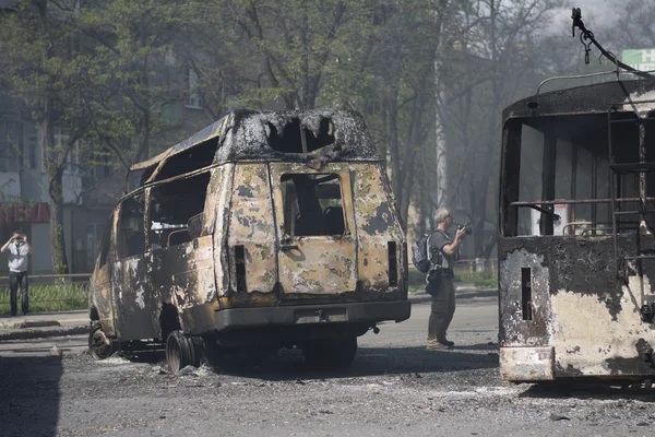 Guerra en Ucrania ciudad Kramators 'k Imagen de archivo