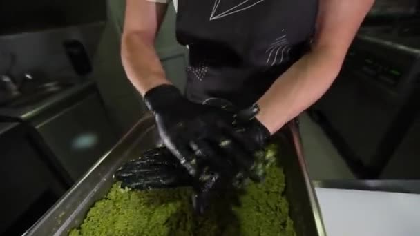 Vaření smažené falafel vegan jídlo chuť video — Stock video