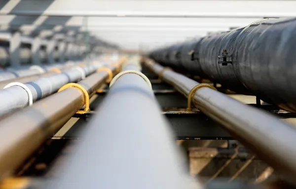 Oil steel pipe in group — Stock Photo, Image