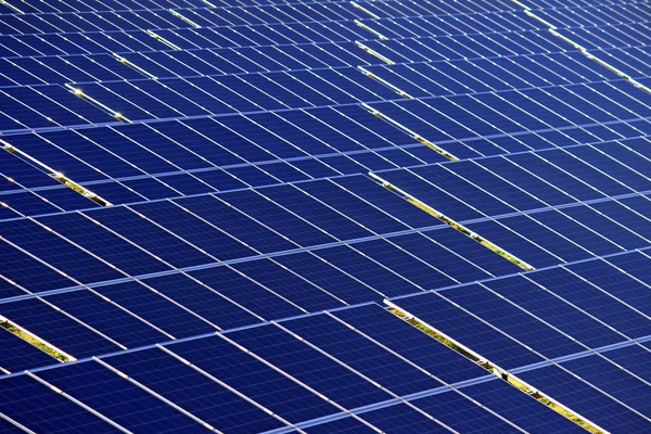 Detalle de paneles fotovoltaicos bajo luz solar — Foto de Stock