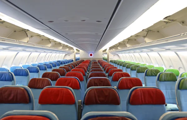 Szczegóły wnętrza samolotu z siedzeniami — Zdjęcie stockowe