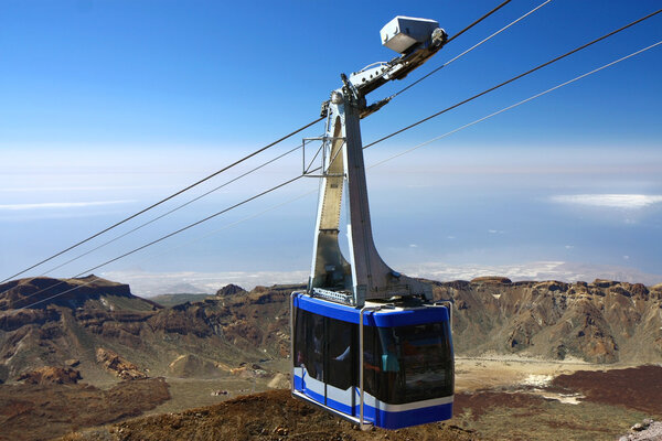 Detail of cable-car going up to pico del teide
