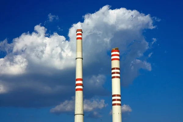 Two chimney from coal power plant — Stock Photo, Image