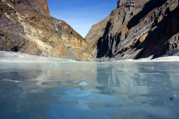 Frozen river in himalayas — Stock Photo, Image