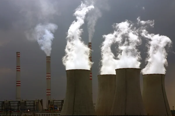 Smoking towers of coal power plant — Stock Photo, Image