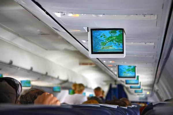 Detail of interior of passanger aircraft — Stock Photo, Image