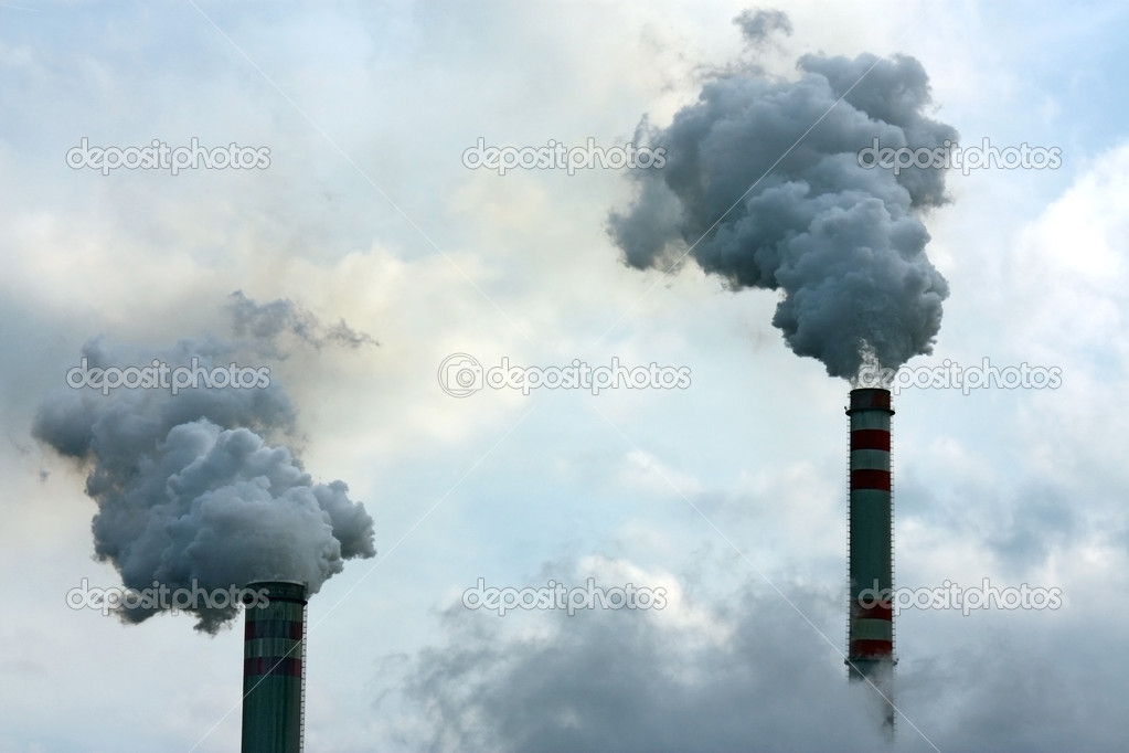polluted smoke from two chimney