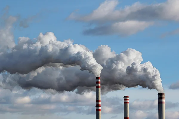 Detail of white smoke polluted sky — Stock Photo, Image