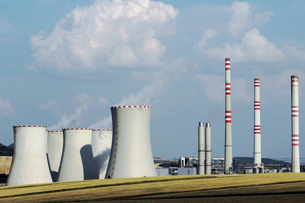 brown coal power plant station in the field