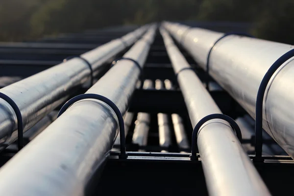 Råolja pipeline transport till raffinaderiet Stockbild