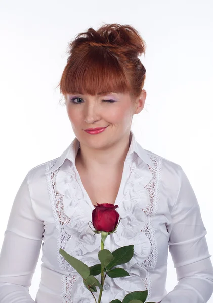 Meisje met een roos — Stockfoto