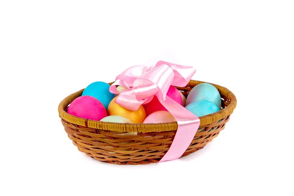 Easter eggs in a basket — Stock Photo, Image