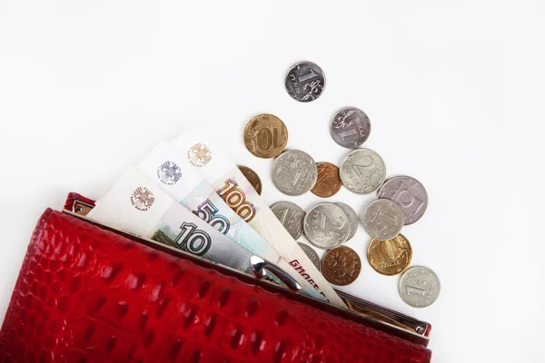 Monedero con dinero en blanco — Foto de Stock