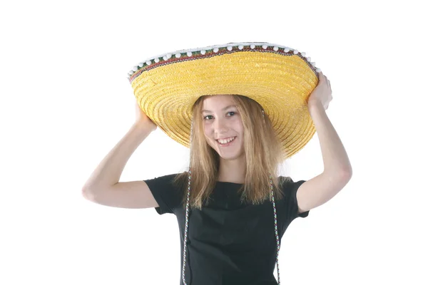 Meisje in een sombrero — Stockfoto