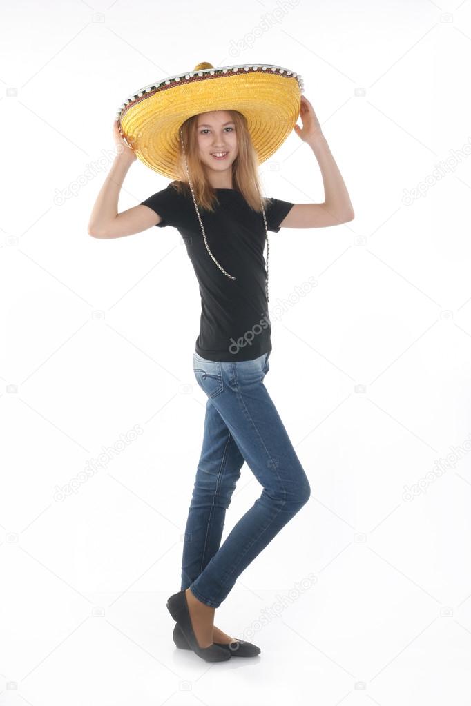girl in a sombrero in full growth
