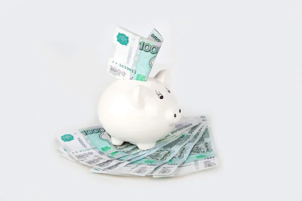 Russian thousandth bill in the bank — Stock Photo, Image