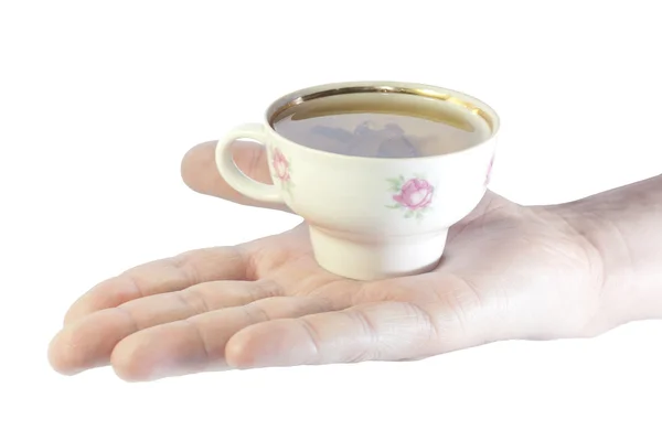 Чашка чая в ладони — стоковое фото