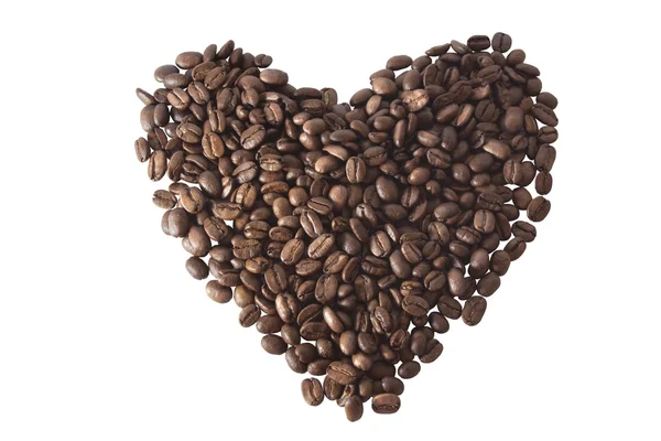 Granos de café apilados en forma de corazón —  Fotos de Stock