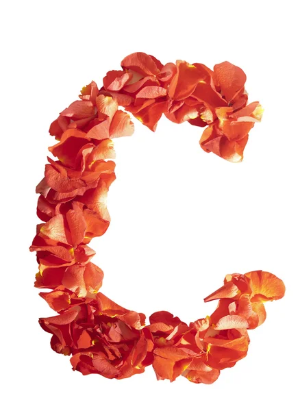 Litera c z płatków róży — Zdjęcie stockowe