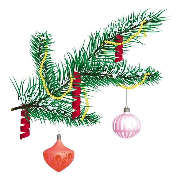 Ilustración de bolas de Navidad y decoraciones en una t de Navidad — Foto de Stock