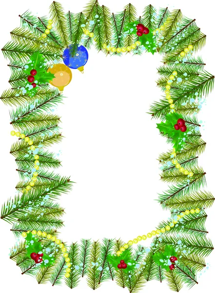 Christmas Vintage Border with balls and holly berries — Stock Photo, Image